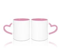 MR.R Tazze da caffè vuote sublimazione da 311,8 g, tazza bianca con tazza di colore rosa interna e manico a cuore, set da 2
