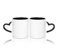 MR.R Tazze da caffè vuote sublimazione da 311,8 ml, tazza bianca con interno e manico a cuore, set da 2