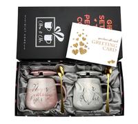 Mr Right and Mrs Always Right Coppie tazze da caffè tazze regalo per fidanzamento matrimonio addio al nubilato sposa e sposo per essere sposi, anniversario - marmo ceramica 370 ml - ovale