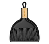 MR.SIGA Mini set paletta e spazzola, spazzola e paletta portatile per la pulizia con manico in bambù, nero, 1 set