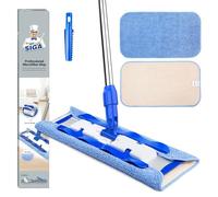 MR.SIGA Mop professionale in microfibra per la pulizia di pavimenti in legno duro, laminato e piastrelle, manico in acciaio inossidabile