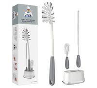MR.SIGA set di 3 spazzole per biberon con supporto, spazzola per la pulizia di bottiglie lunghe e strette, borracce, biberon, bicchieri