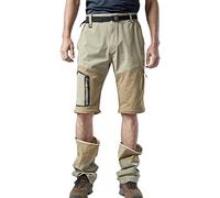 Mr.Stream 2 in 1Pantaloni da Uomo Walking Escursioni Elastico i Lunghi Zip off Lunghi Pantaloncini Asciugatura Rapida Convertibili Corti e Cargo Tasca Pantaloni Large Khaki
