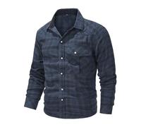 Mr.Stream Camicia da uomo a quadri, in flanella, a maniche lunghe, Western Cowboy, vintage, con bottoni a pressione, per il tempo libero, con tasca sul petto, Blu, M