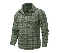 Mr.Stream Camicia da uomo a quadri, in flanella, a maniche lunghe, Western Cowboy, vintage, con bottoni a pressione, per il tempo libero, con tasca sul petto, verde, L
