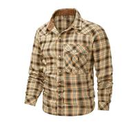 Mr.Stream Camicia da uomo a quadri, in flanella, a maniche lunghe, Western Cowboy, vintage, con bottoni a pressione, per il tempo libero, con tasca sul petto, giallo., S