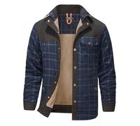 Mr.Stream Camicia da Uomo in Stile Casual da Boscaiolo Plaid Flanella A Quadri Camicia Imbottita da Lavoro di Cotone Cappotto Invernale 3251 Dark Blue S