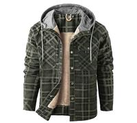 Mr.Stream Camicia da Uomo in Stile Casual da Boscaiolo Plaid Flanella A Quadri Camicia Imbottita da Lavoro di Cotone Cappotto Invernale Hoody 3252/Green 2XL