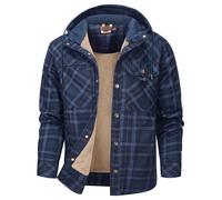 Mr.Stream Camicia da Uomo in Stile Casual da Boscaiolo Plaid Flanella A Quadri Camicia Imbottita da Lavoro di Cotone Cappotto Invernale Hoody 3252/Dark Blue S