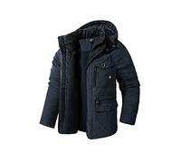 Mr.Stream Giant Giacca da Uomo in Cotone Colletto Militare Multi Tasche Invernale Lunga Cappotti Cappotto Parka Caldo Giubbotto L Blue