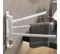 Mr.Sun Portasciugamani senza foratura, porta asciugamani, asta per ospiti, porta asciugamani da bagno, girevole a 180°, design a tre aste, applicabile a parete, bagno, cucina (bianco)
