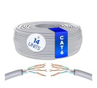 Mr. Tronic 14 Pezzi Cavo Ethernet Cat 6 da 50m Bulk Cable, Cavo di Rete LAN Cat 6 ad Alta Velocità per Connessione Internet Veloce 1 Gbps - 250 MHz AWG24 Sfuso | UTP CCA (14 Pezzi x 50 Metri, Grigio)
