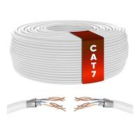 Mr. Tronic Cavo Ethernet Cat 7 da 50m Bulk Cabel, Rame Puro Cavo di Rete LAN Cat 7 Ad Alta Velocità Per Connessione Internet Veloce 10 Gbps - Cat7 Cavo Patch, AWG28, SFTP, 600 MHz (50 Metri, Bianco)