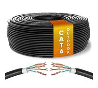 Mr. Tronic Cavo Impermeabile Esterno Ethernet Cat 6 da 50m, Cavo di Rete LAN Cat 6 ad Alta Velocità Per Internet Veloce 1 Gbps - AWG24 Sfuso Senza Connettori RJ45, UTP CCA (50 Metri, Nero)