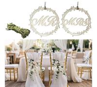 Mr und Mrs - Set di 2 sedie decorative per matrimonio, coppia di sposi, decorazione per la sedia, per matrimonio, coppia di sposi, decorazione in legno, decorazione per feste di fidanzamento, auto di