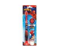 MR WHITE - Travel Kit Igiene Dentale Completo Realizzato per Spiderman: Spazzolino manuale con ventosa e Dentifricio gusto fragola 25ml