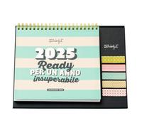 Mr. Wonderful - Calendario da Tavolo 2025 - Ready per un anno insuperabile - Include 6 Fogli di Adesivi e 1 Block-notes Adesivo