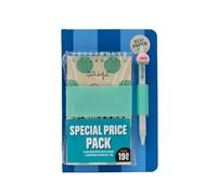 Mr. Wonderful Pack Back to Fun Blue - Quaderno A5, Penna 3D e Album con 1500 Adesivi Trasparenti