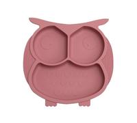 Mr. Wonderful - Piatto in silicone con ventosa per bambini - Gufo rosa - Realizzato in silicone al 100% - Adatto per lavastoviglie e microonde