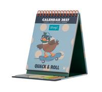 MR. WONDERFUL - Piccolo Calendario Da Scrivania 2027 - Quack & Roll - Mini Calendario Da Tavolo Con Base, Frasi Divertenti, Note Adesive, Segnalibri E Adesivi - Carta FSC 18x11 cm