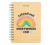 Mr. Wonderful - Quaderno A5 arcobaleno 3D - I stand out everywhere I go - Rilegatura a spirale - Con 160 pagine bianche - Include 1 foglio di adesivi