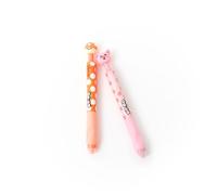 Mr. Wonderful - Set 2 Penne Cancellabili Bo-Bo Click! “Fungo e Maialino” - Gomma sulla Punta - Inchiostri Blu e Nero - Regalo Allegro