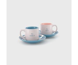 Mr.Wonderful - Set 2 tazzine espresso - Sei unico. Tu sei mio - Regalo per la Festa della Mamma - Set di 2 tazzine da caffè in ceramica. Include 2 piatti piccoli