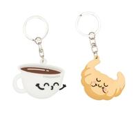 Mr. Wonderful - Set di 2 portachiavi - Caffè e croissant - Portachiavi personalizzati - Portachiavi da regalo - Regali personalizzati, multicolore, Estandar