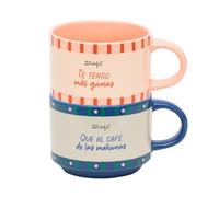 Mr. Wonderful - Set di 2 tazze impilabili - Ti ho più voglia del caffè del mattino - Tazza personalizzata con messaggio d'amore - 370 ml
