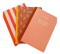 Mr Wonderful - Set di 3 quaderni 19 x 25 cm - Quadrati, righe e punti - 80 pagine ciascuno - Rilegatura cucita - Molto attento, molto discreto