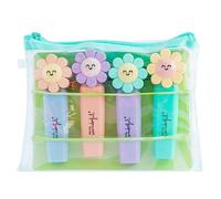 Mr. Wonderful Set di 4 Evidenziatori Pastello con Tappo a Margherita, Ottimale per il Ritorno al Cavolo