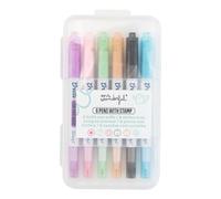 Mr.Wonderful - Set di 6 penne colorate con timbro - Create your own magic