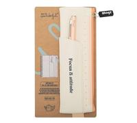 Mr. Wonderful - Set di scrittura beige - Focus & attitude - Piccolo astuccio per matite in PU - Con un elastico sul retro