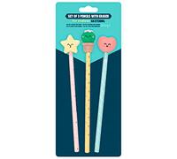 Mr. Wonderful Set of three pencils with eraser for endless doodling