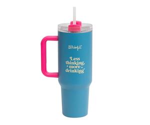 Mr.Wonderful - Tazza take away termica 1,2 litri - Less thinking, more drinking - Realizzata in Acciaio Inossidabile - Mantiene il Calore e il Freddo