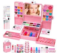 Mrabbitoo Set Trucchi Bambina - 74pezzi Anallergici Lavabile Valigetta Trucchi Bambina, trousse Trucco Bimba, Giochi Natale Compleanno Regalo Principessa 3 4 5 6 7 8 9 10 11 12 Anni (Rosa)