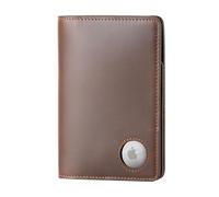 Mrain Porta passaporto in vera pelle con blocco RFID di lusso per viaggi marrone scuro con slot AirTag, Marrone (con supporto AirTag), Minimalista
