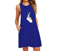Mrat Camicie da notte da donna Saldi Indumenti da notte Camicie da notte senza maniche Canotta Camicia da notte Stampa Floreale Abito svasato Casual Midi Abito Pigiama con tasche Comodo Morbido