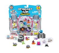MrBeast Lab Swarms Battle Fusion Series Mega Lab Pack - Include 14 Micro Beasts con lancia serpente ultra rara, 80+ da raccogliere, adesivi e tappi Fusion impilabili per esposizione