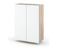 MRBLS Armadietto da Bagno Sospeso (Sonoma - Bianco Opaco) - Armadio da Parete - 60 x 80 x 30 cm (LxAxP)