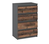 MRBLS - Cassettiera con 4 cassetti, stile moderno, con cassetti, per la camera da letto (antracite, industriale/grigio opaco, stile vecchio), 60 x 92,5 x 33,5 cm (larghezza x altezza x profondità)