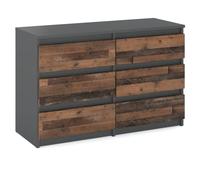 MRBLS - Cassettiera con 6 cassetti, credenza per cassetti, stile moderno, con cassetti, per la camera da letto (antracite industriale/grigio opaco, stile vecchio), 100 x 71,5 x 33,5 cm (larghezza x