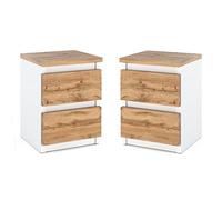MRBLS_HOME MRBLS - Set di 2 comodini moderni con cassetti, in legno, per la camera da letto (bianco opaco - Wotan), 30 x 43 x 32,5 cm (larghezza x altezza x profondità)
