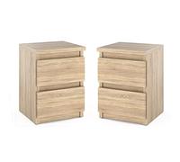 MRBLS_HOME MRBLS - Set di 2 comodini moderni con cassetti, in legno, per la camera da letto (Sonoma), 30 x 40 x 30 cm (larghezza x altezza x profondità)