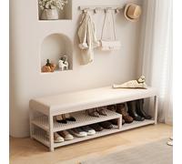 MRBVAOXVD Bancs De Stockage, Banc Ottoman En Velours Rembourré Avec Jambes En Métal Organisateur De Porte-Chaussures À 2Ux Pour Cuisine Salle À Manger Couloir Balcon Terrasse/Blanc/80 * 35 * 45 cm / 3
