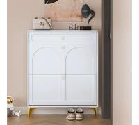 MRBVAOXVD Bancs De Stockage,Cabinet De Chaussures De Compartiment Pliant En Bois,Enleveur De Chaussures Étroit Et Haut Avec Couvercle À Basculement Magnétique,Armoire De Chaussures Moderne Blanc Mat C