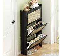 MRBVAOXVD Bancs De Stockage,Cabinet De Stockage Moderne De Hall D'Entrée En Bambou, Porta-Chaussures Ultra-Mince De Capacité À L'Entrée De la Maison, Cabinet De Chaussures De Seau À Basculement Caché,