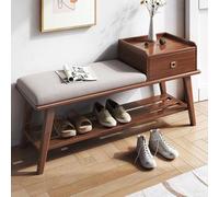 MRBVAOXVD Bancs De Stockage, Organisateur De Porte-Chaussures À 2Ux Banc De Chaussures En Bois Massif Avec Tiroir Et Étagère Avec Coussin Amovible Pour Cuisine Salle À Manger Couloir Balcon Terrasse/N