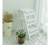 MRBVAOXVD Blanc 3 Étapes Échelle Airs Étagère, Bois Massif Multifonction Pliant Échelle Air À Double Usage Échelle Tabouret/Fleur Stand/Chaussure Ben/Air Pour L'Intérieur Et L'Extérieur