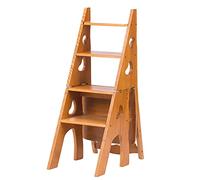 MRBVAOXVD Chaise de Tabouret À Étapliable Convertible Avec Escalier En Bois Multifonctionnel À 4 Étapes Pour La Bibliothèque À Domicile Portable Et Économisant de L'Espace/Br/47 * 35 * 90 Cm